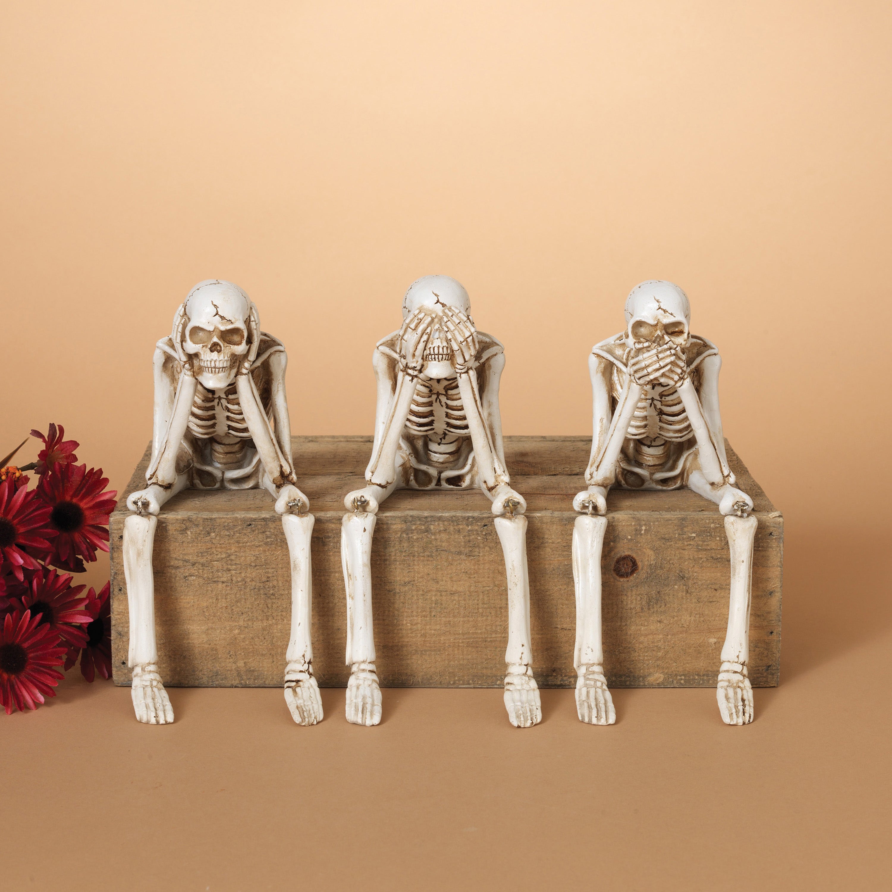 Set of 3 Spooky Halloween Skeletons, Creepy Decor